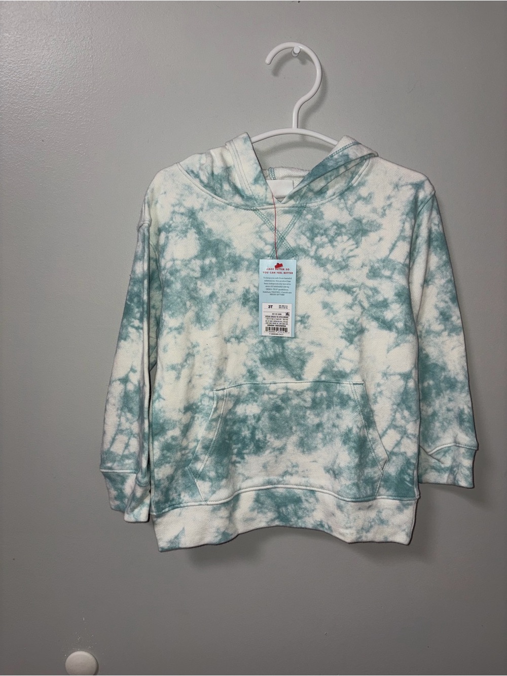 Cat & Jack Turquoise Blue & White Tie Dye Pullover Hoodie NWT 3T